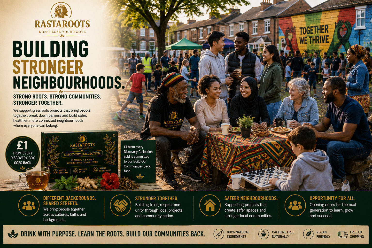 Multicultural working-class community in Britain representing the RastaRoots Build Our Communities Back initiative