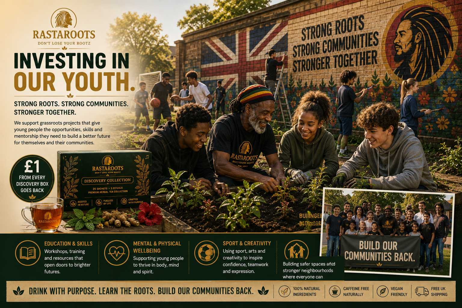 Young people taking part in a RastaRoots community gardening and skills project in Britain