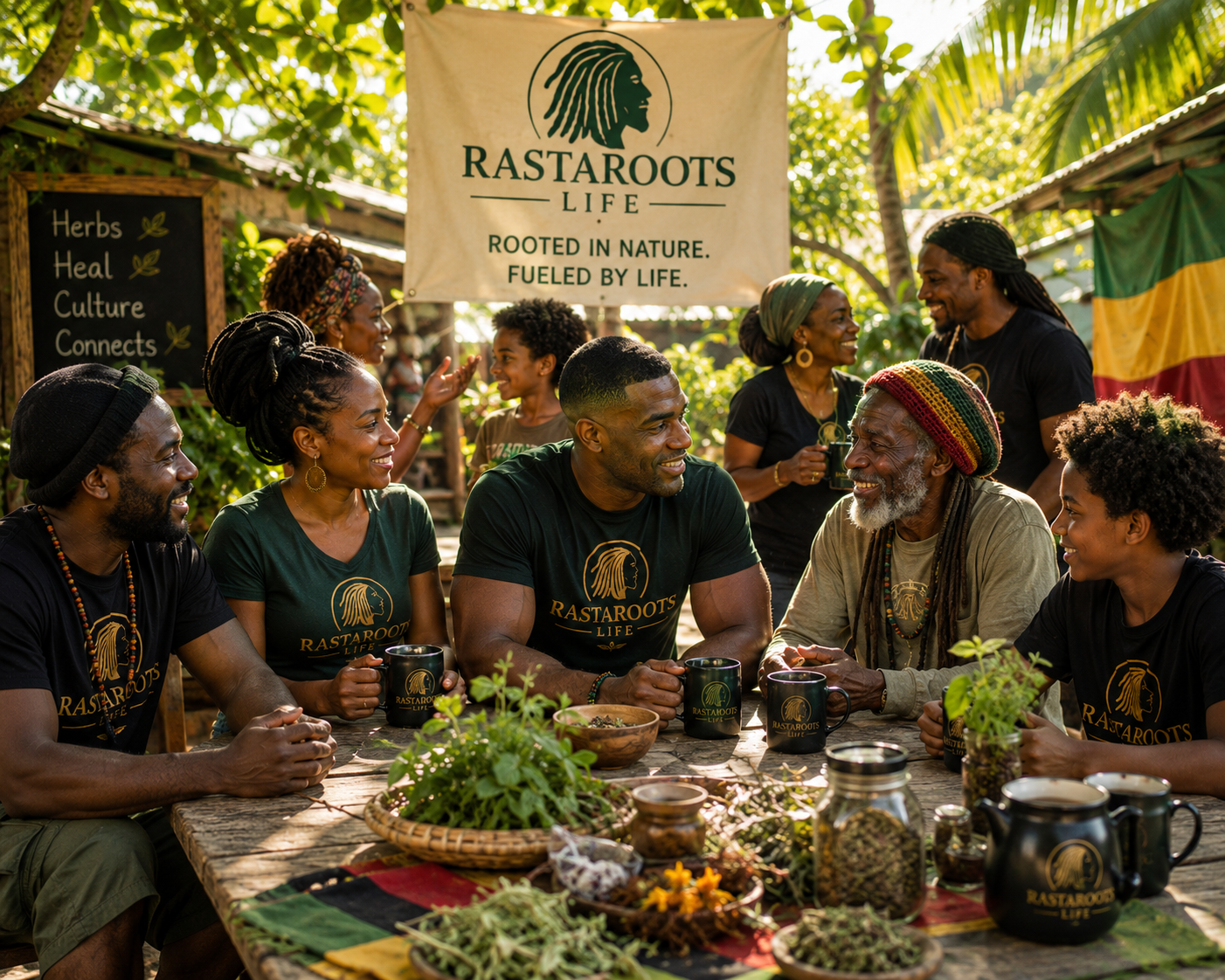 RastaRoots Life community gathering with tea, herbs and conversation
