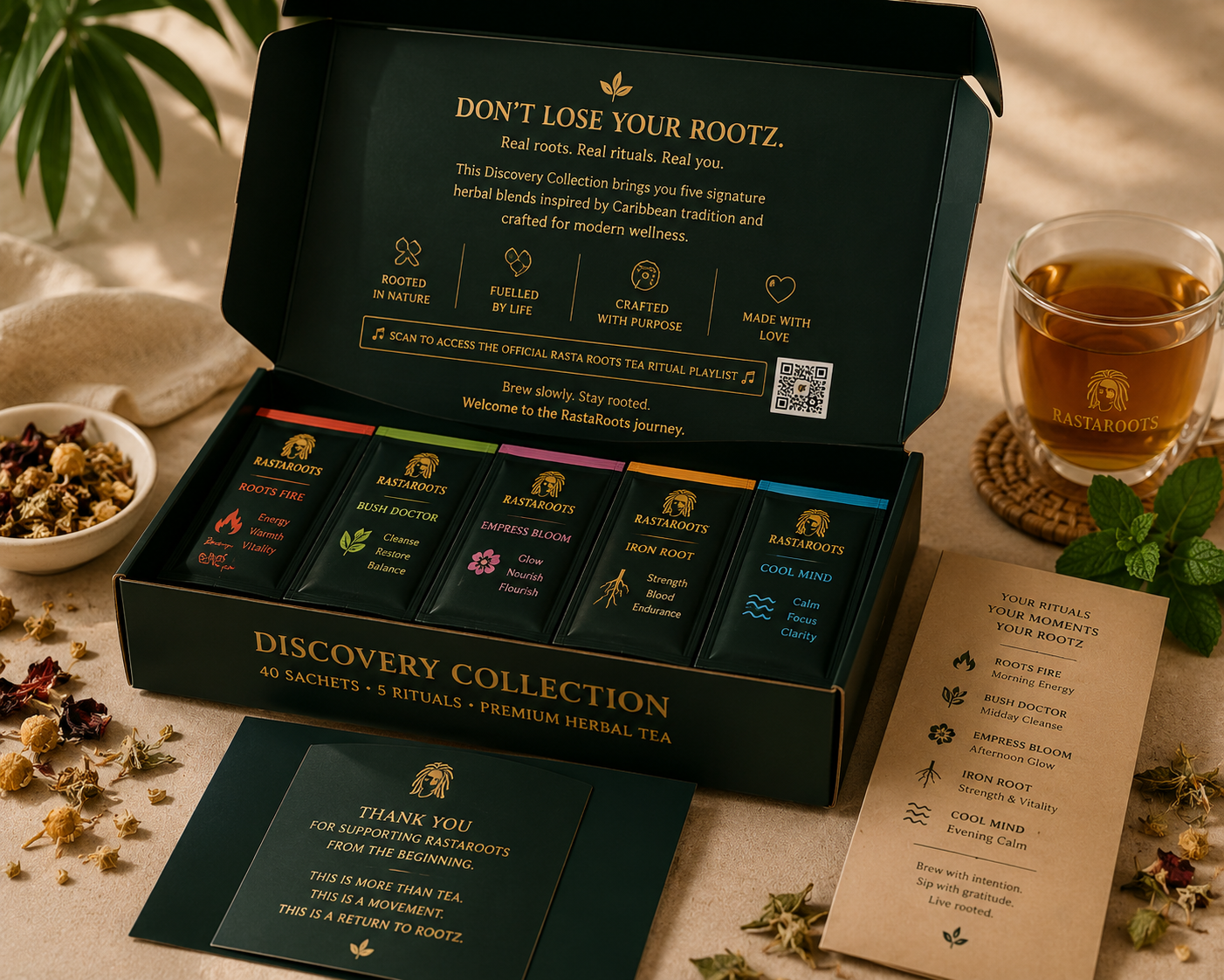 Open RastaRoots Discovery Collection showing the five blends