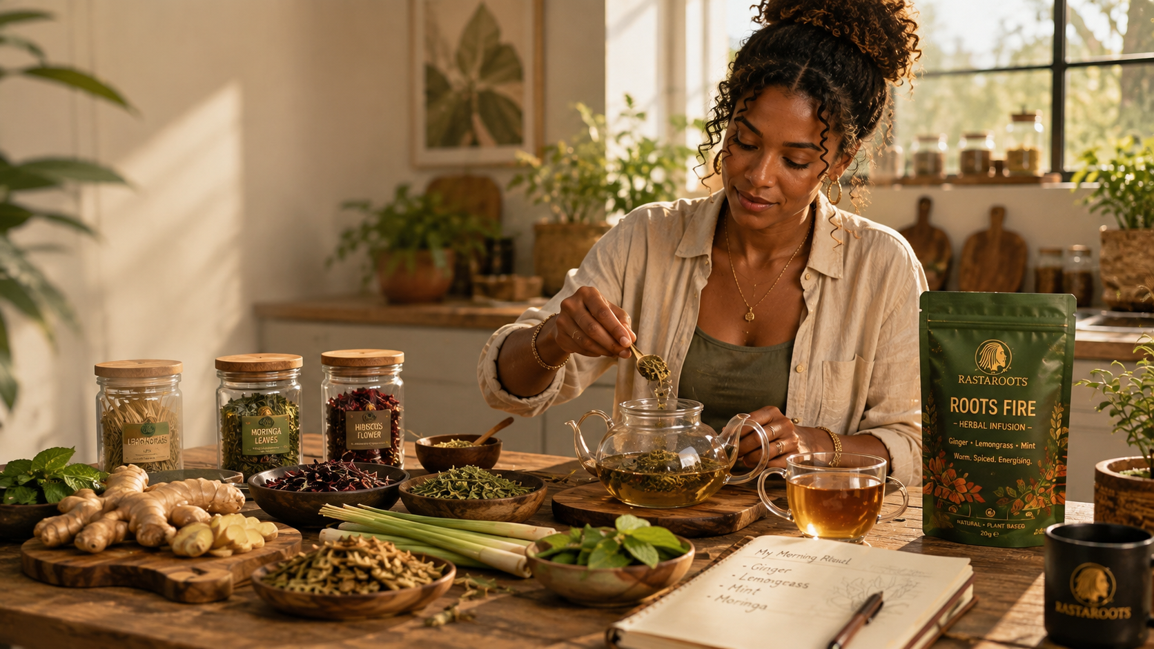 Morning herbal tea ritual