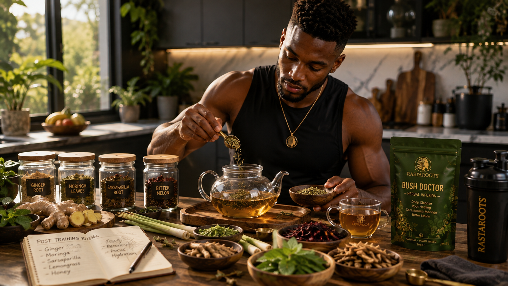 Herbal tea ritual around movement