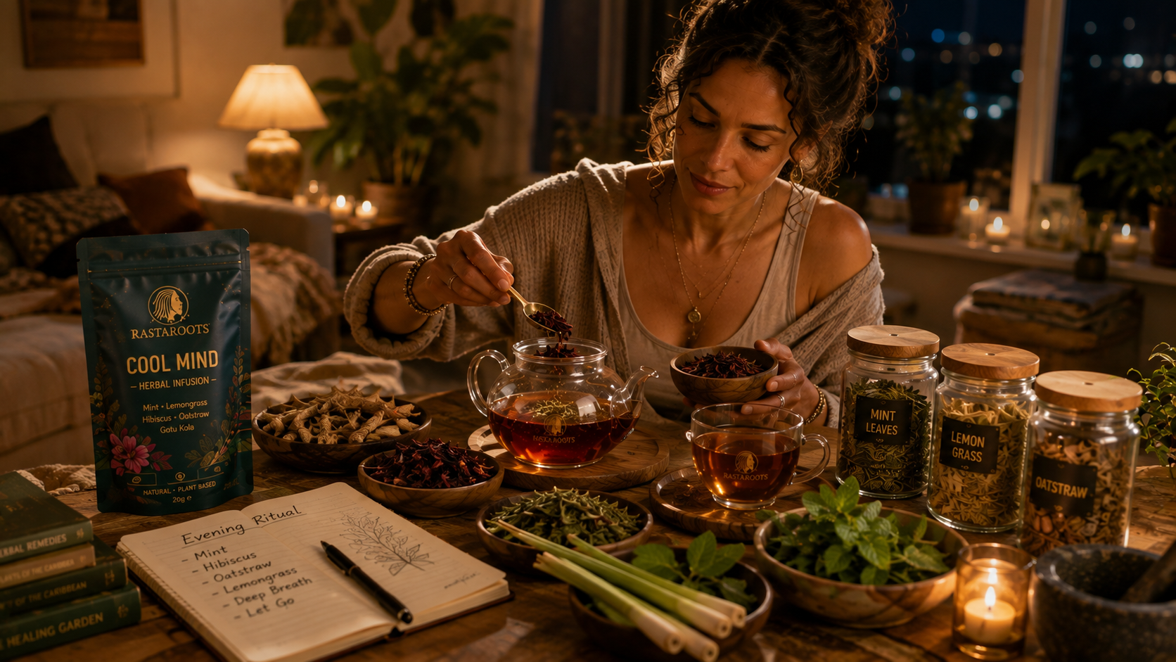 Evening herbal tea ritual