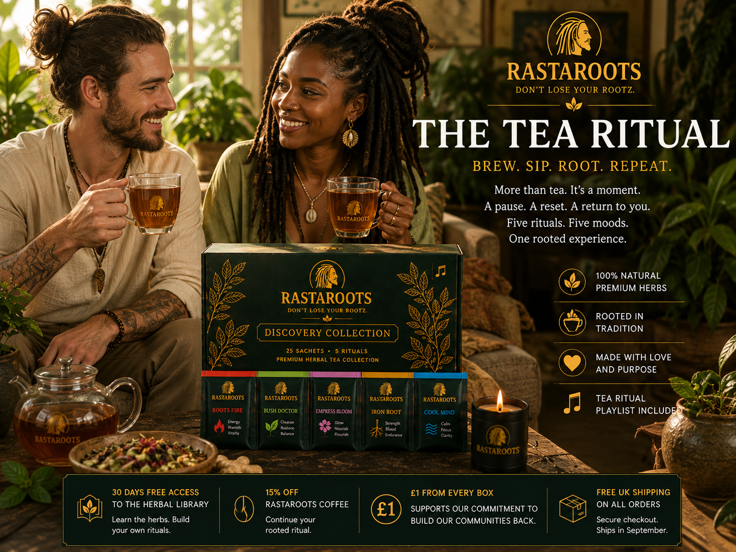 People enjoying RastaRoots herbal tea together